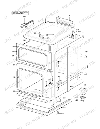 Взрыв-схема плиты (духовки) Zanussi ZCM8021CHN - Схема узла H10 Outer Frame